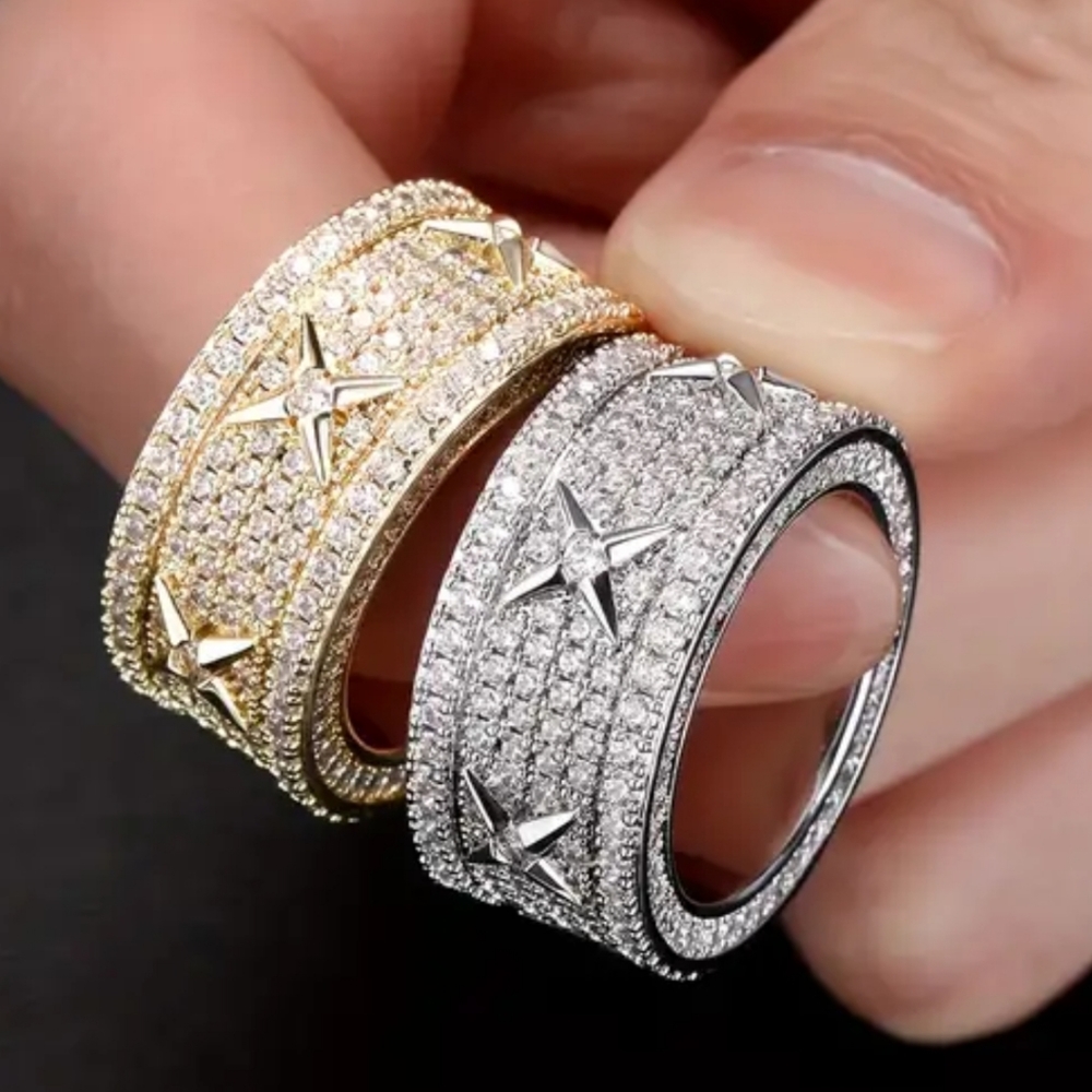 Amazing X Statement Ring with Zircon Paved Stones - Picture 2 of 4